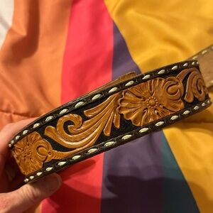 Calvin Allen Tooled leather Buckstiched Belt